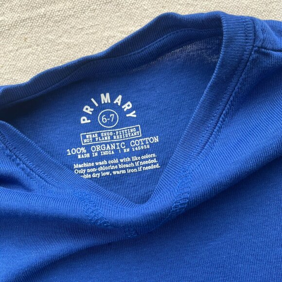 Primary Organic Long-Sleeve PJ Top & Pants, "Cobalt" Color, Size 6-7, EUC - Picture 5 of 13